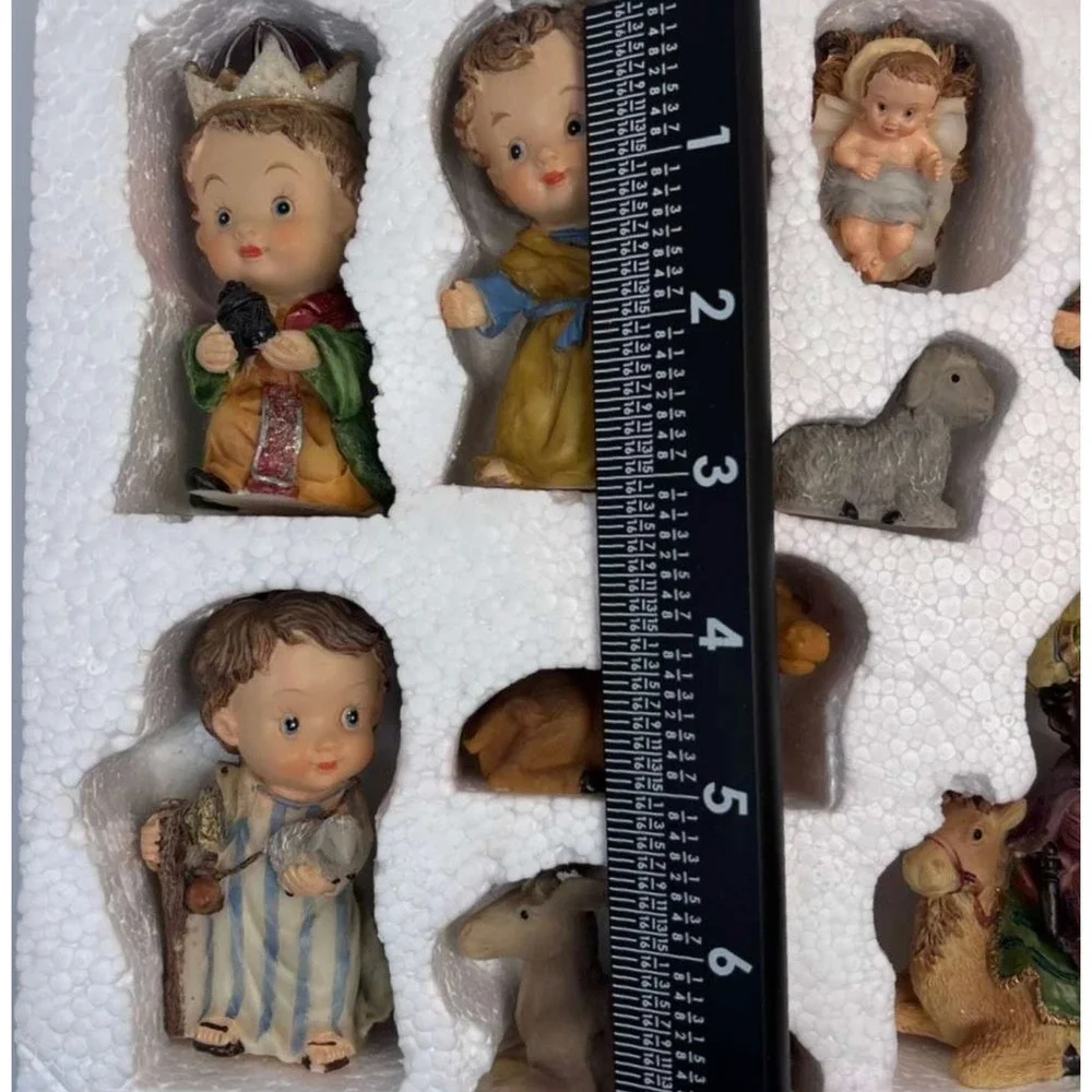 Vintage Holiday Time, Christmas Kids Polyresin Nativity Set of 11.